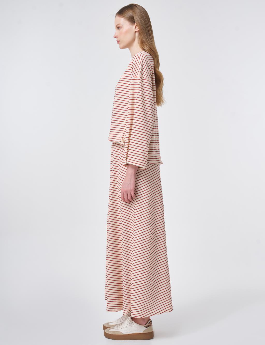 Striped Pattern Knit Set Terracotta