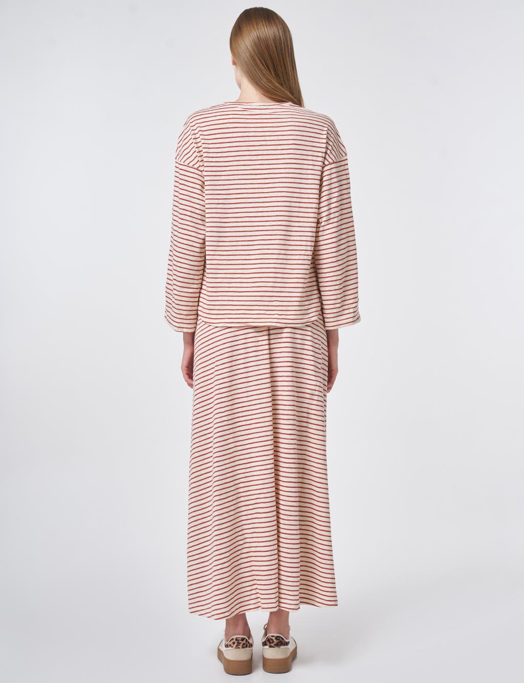 Striped Pattern Knit Set Terracotta