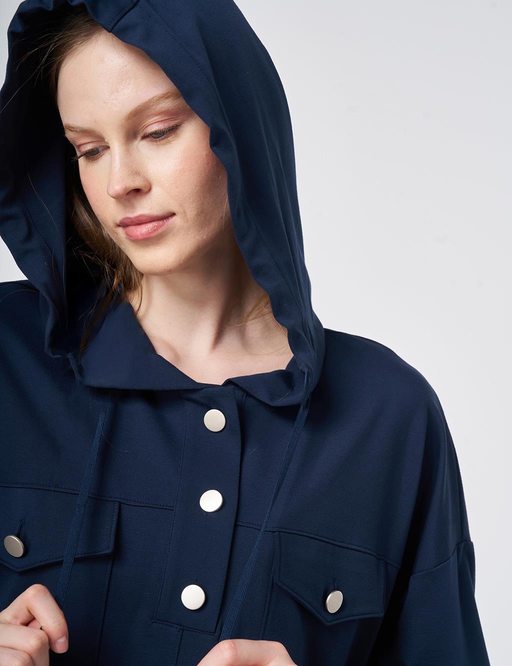 Hooded Rayon Sweatshirt Dark Navy