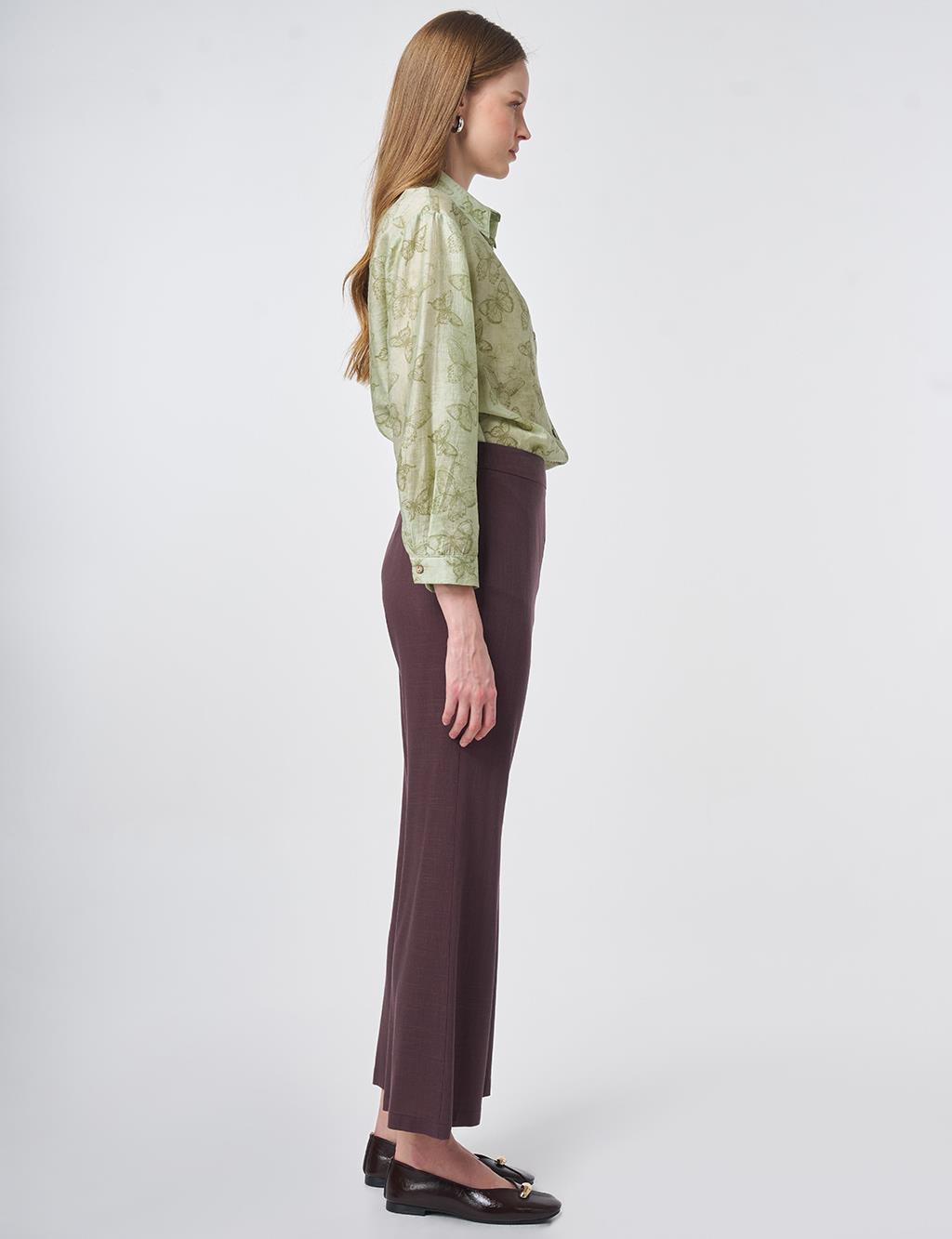 Flared Linen Trousers Chocolate