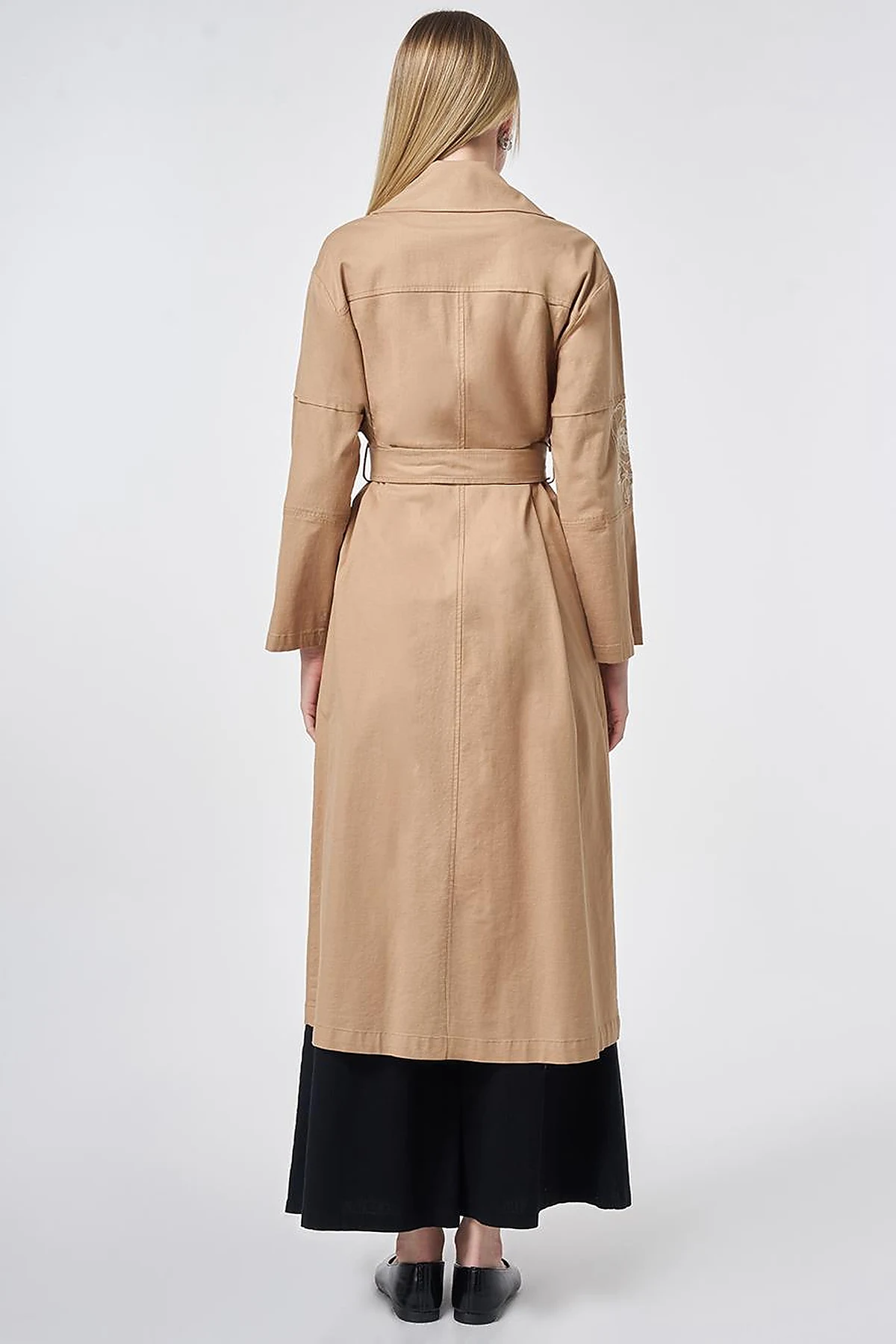 Embroidered Trench Coat – Beige