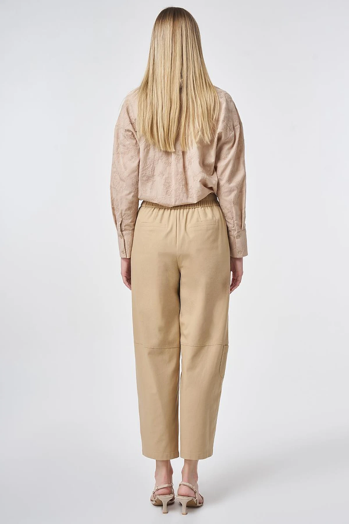 Sport Stitched Viscose Trousers Beige