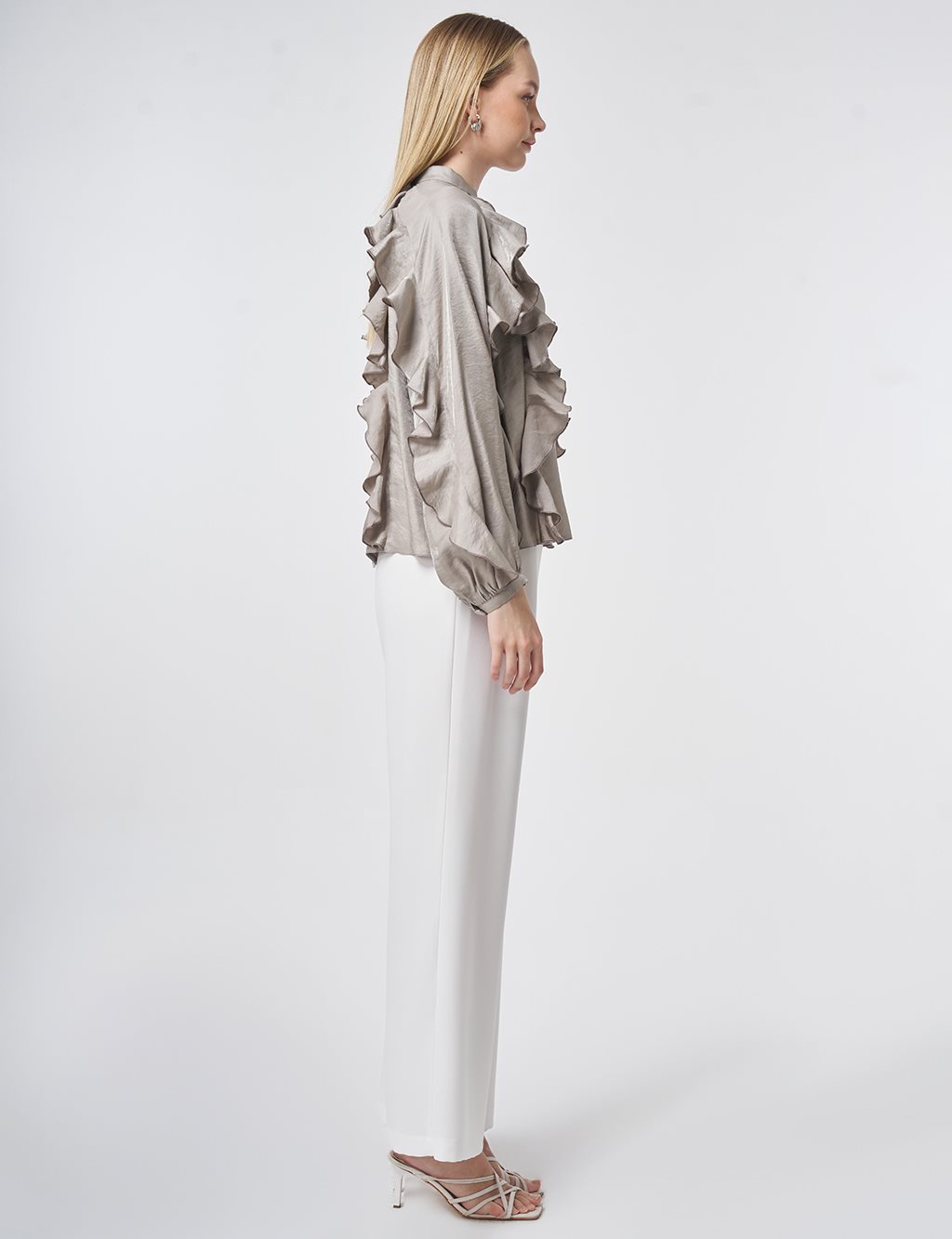 Ruffled Modal Blouse – Dark Mink