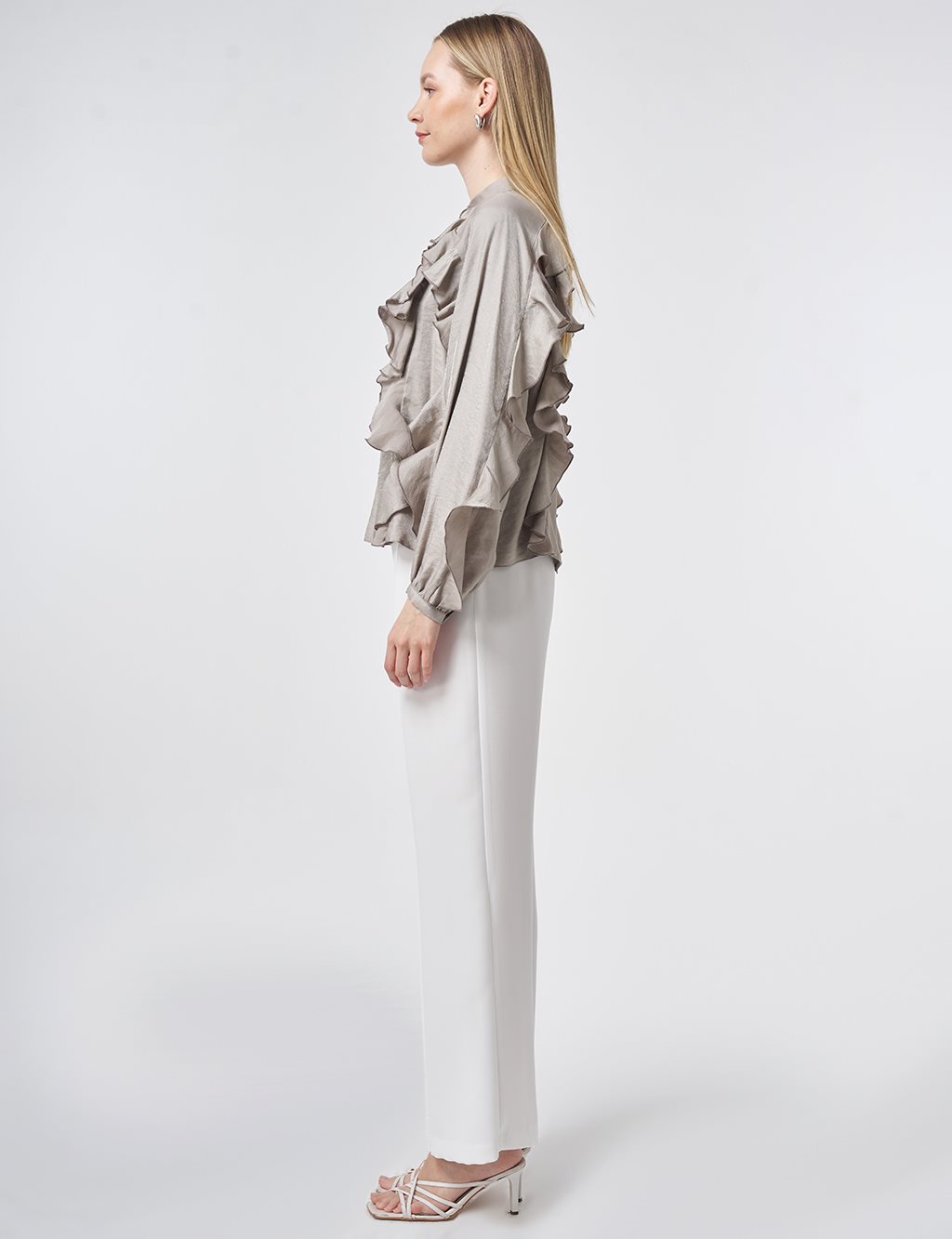 Ruffled Modal Blouse – Dark Mink