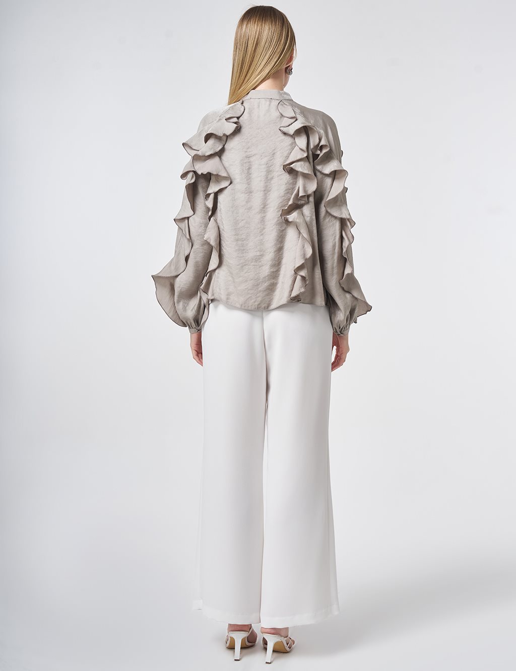 Ruffled Modal Blouse – Dark Mink