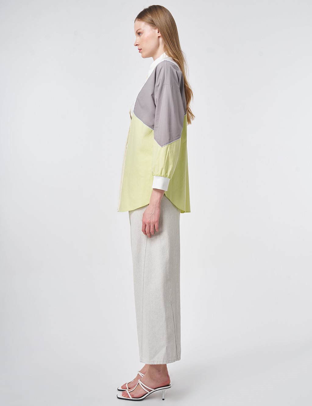 Color-Block Cotton Tunic – Lime