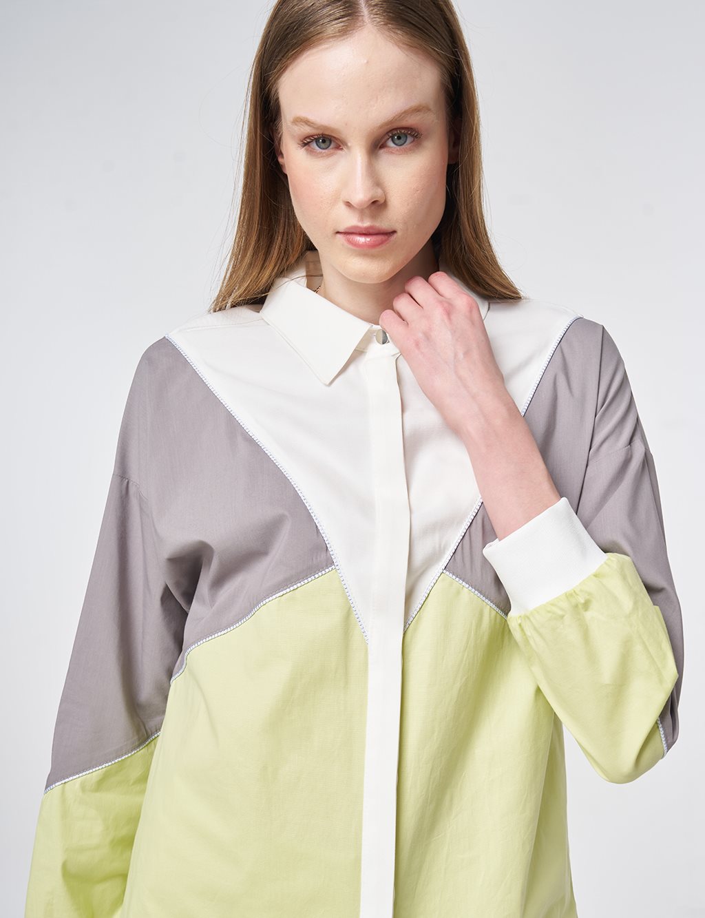 Color-Block Cotton Tunic – Lime