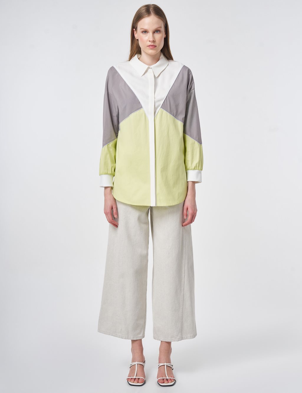Color-Block Cotton Tunic – Lime