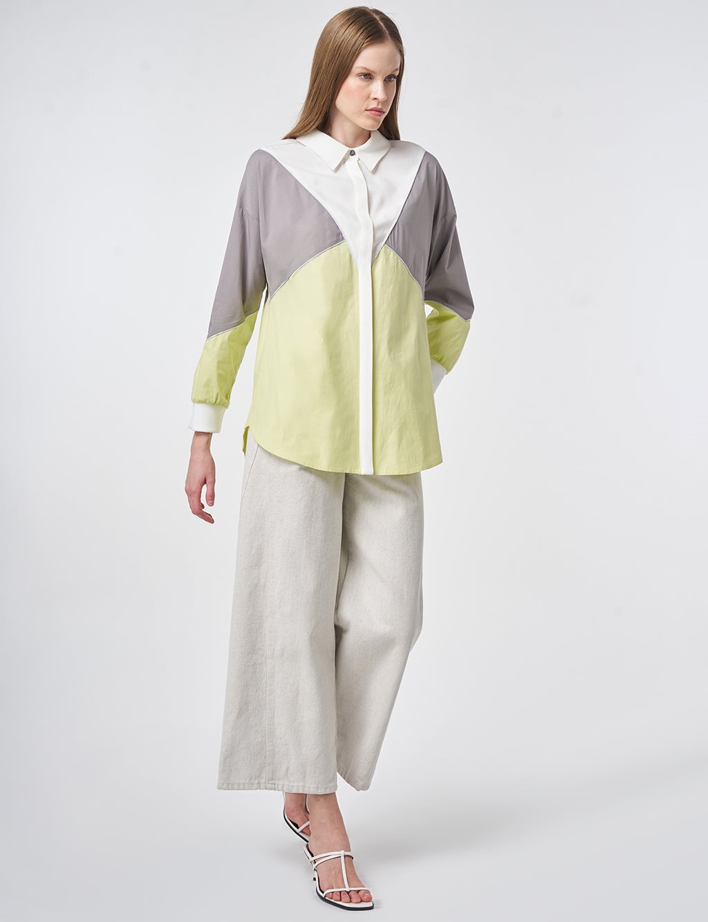 Color-Block Cotton Tunic – Lime