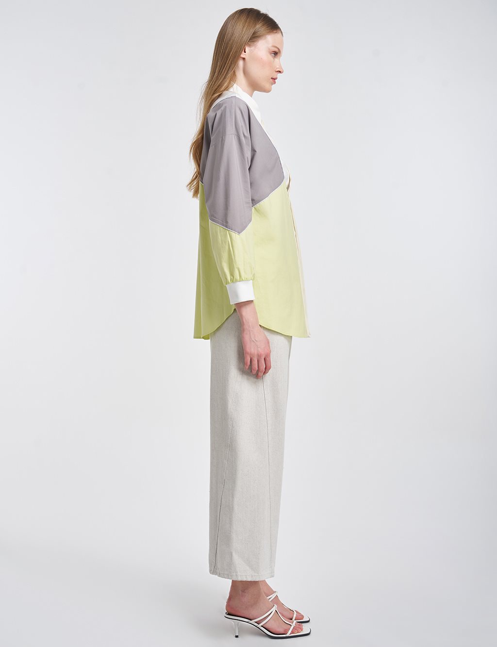 Color-Block Cotton Tunic – Lime