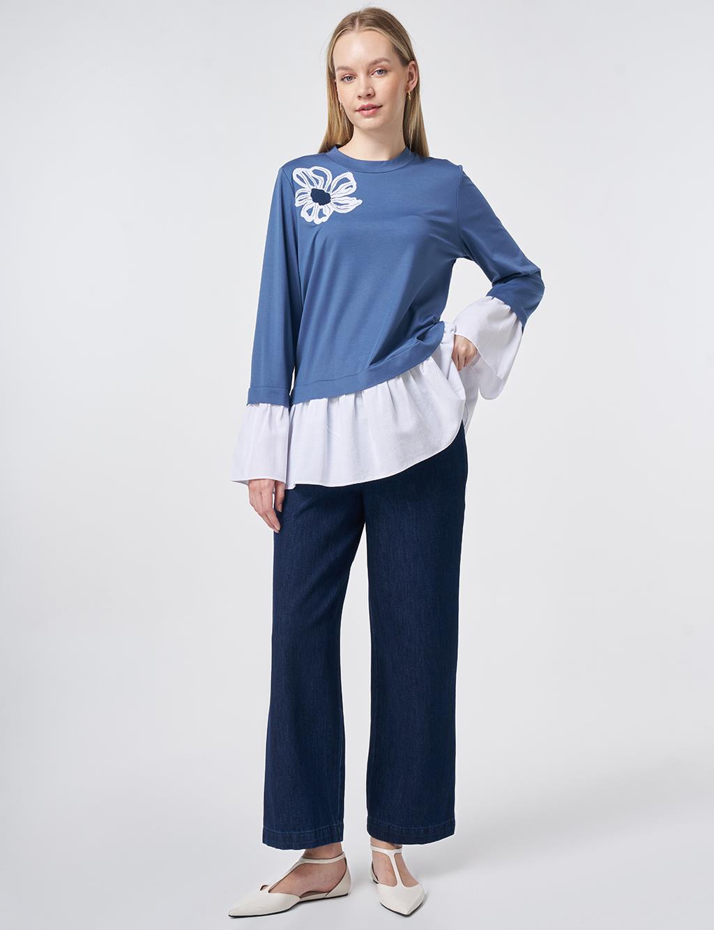 Shirt Detail Rayon Tunic – Indigo