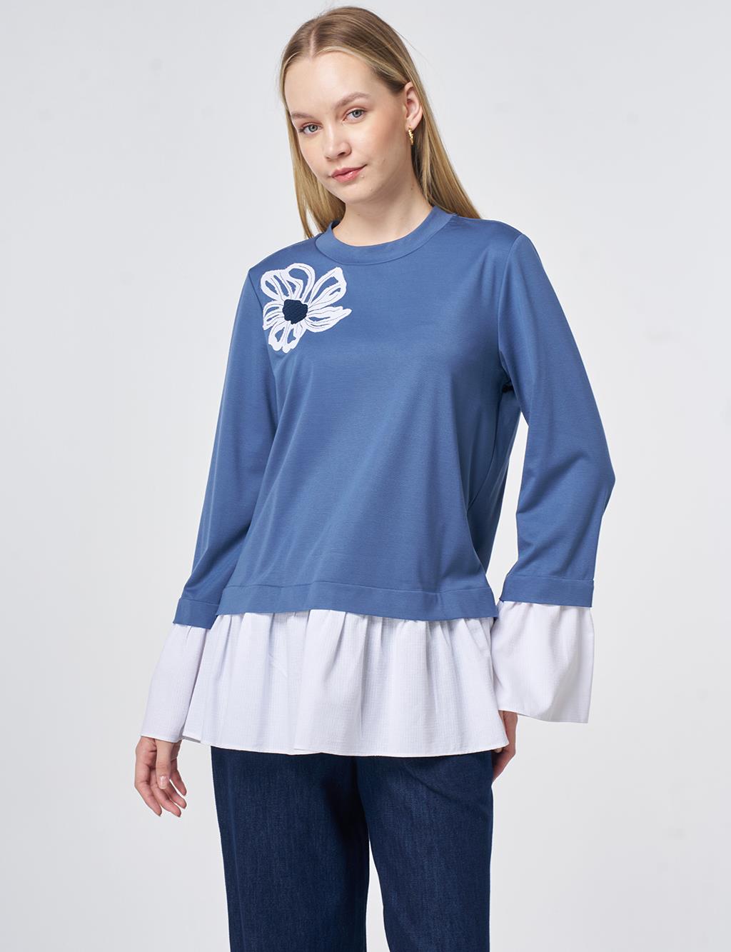 Shirt Detail Rayon Tunic – Indigo