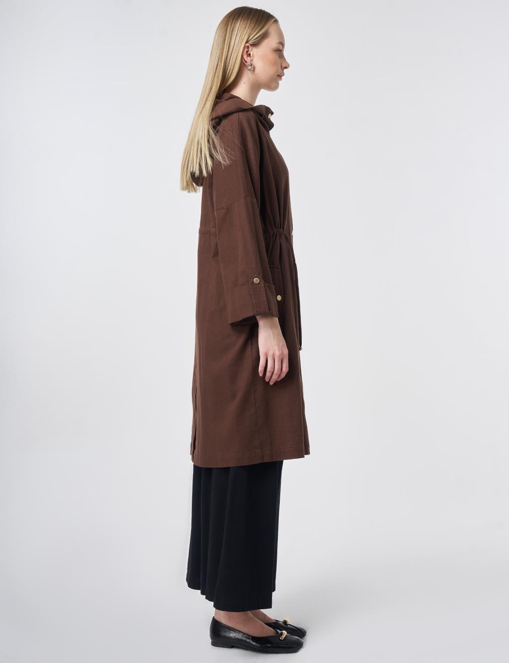 Waist Gathered Coat – Chocolate