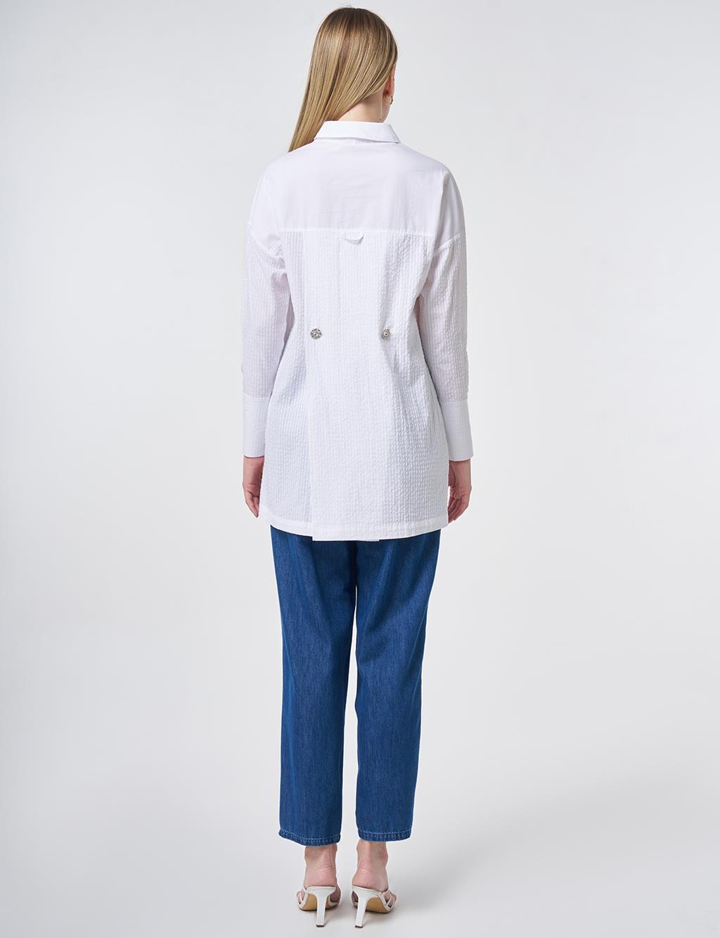 Cotton Tunic with Buttoned Detail Optical White