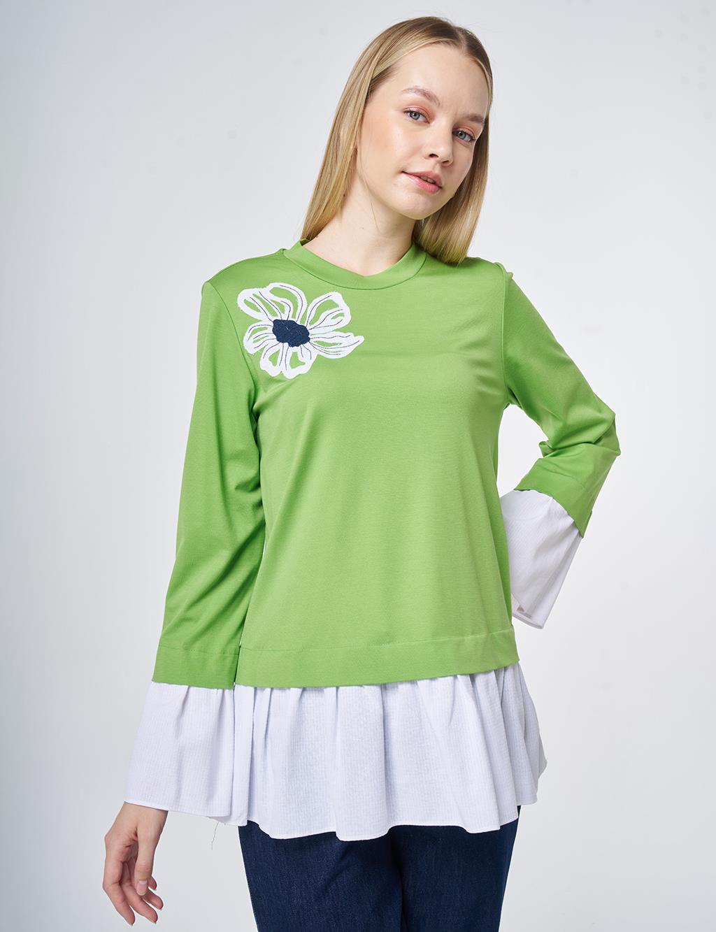 Shirt Detail Rayon Tunic – Pistachio Green