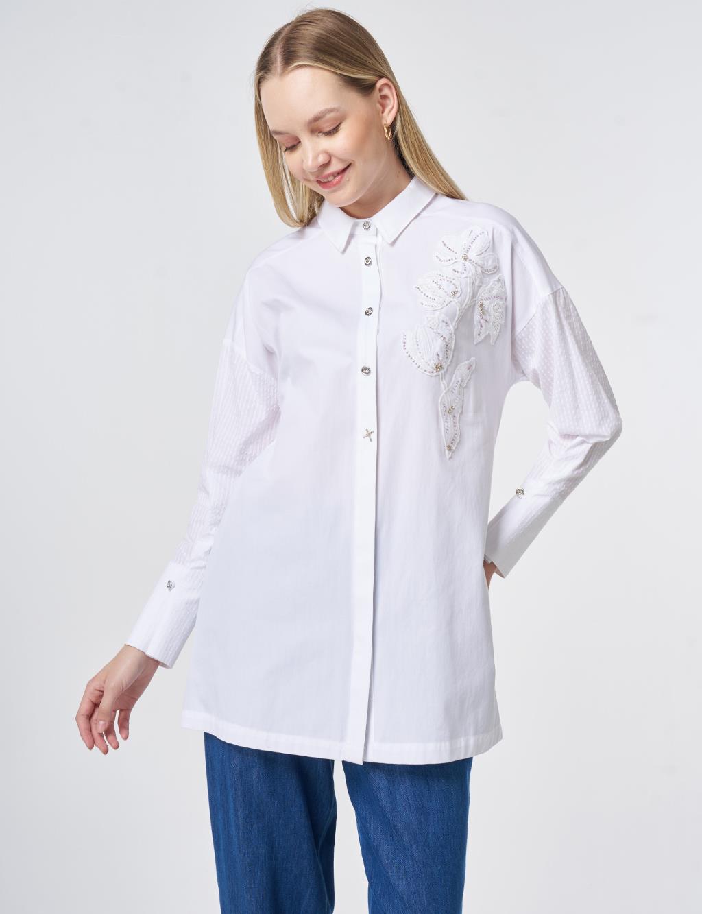 Cotton Tunic with Buttoned Detail Optical White
