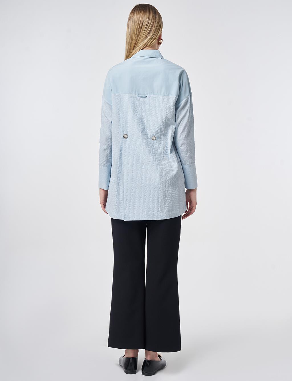 Cotton Tunic with Buttoned Detail Blue