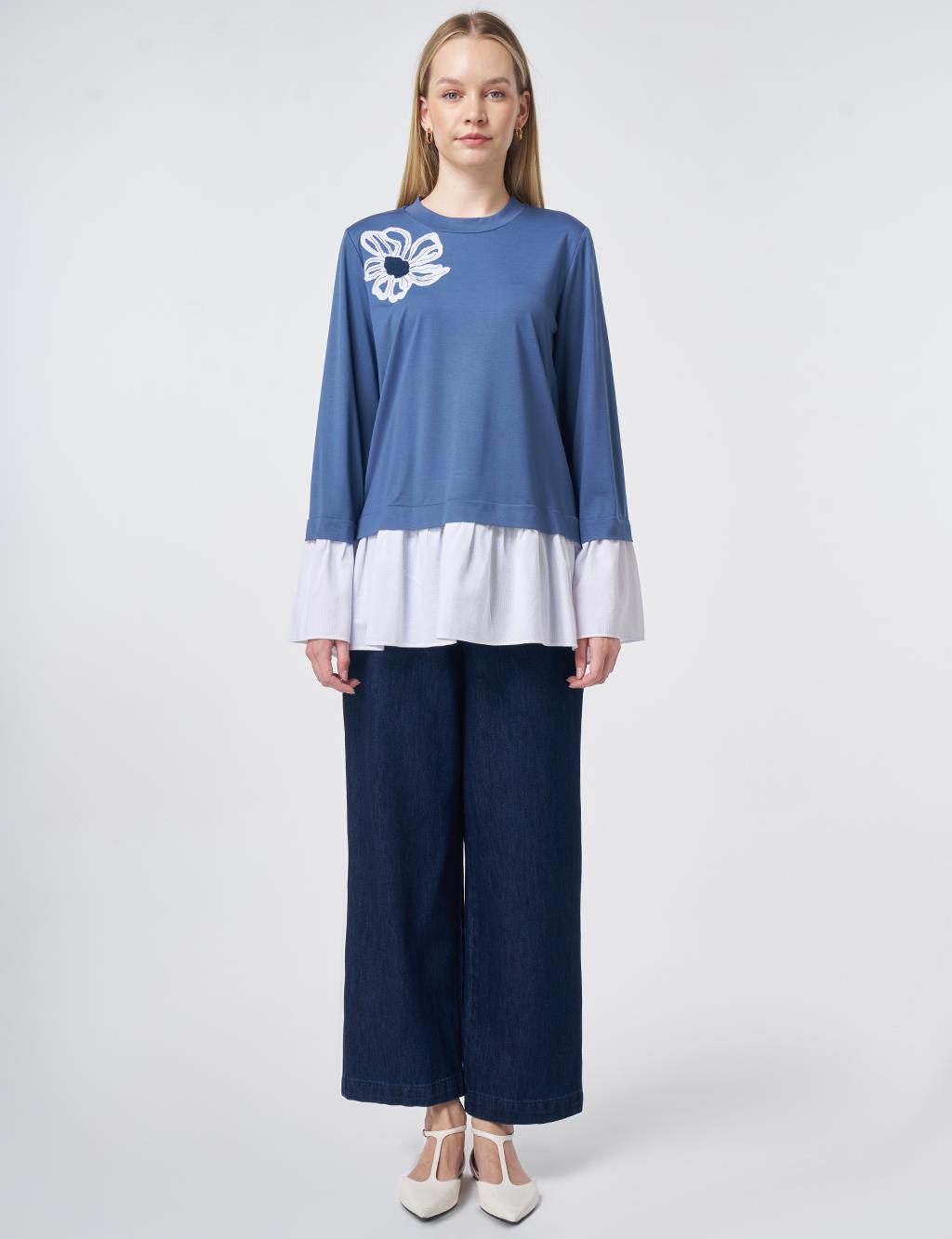 Shirt Detail Rayon Tunic – Indigo