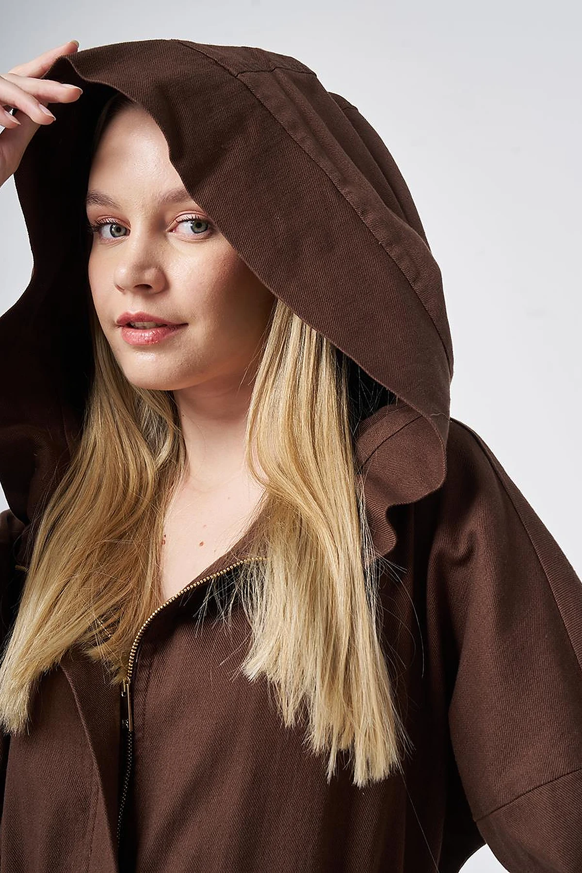 Waist Gathered Coat – Chocolate