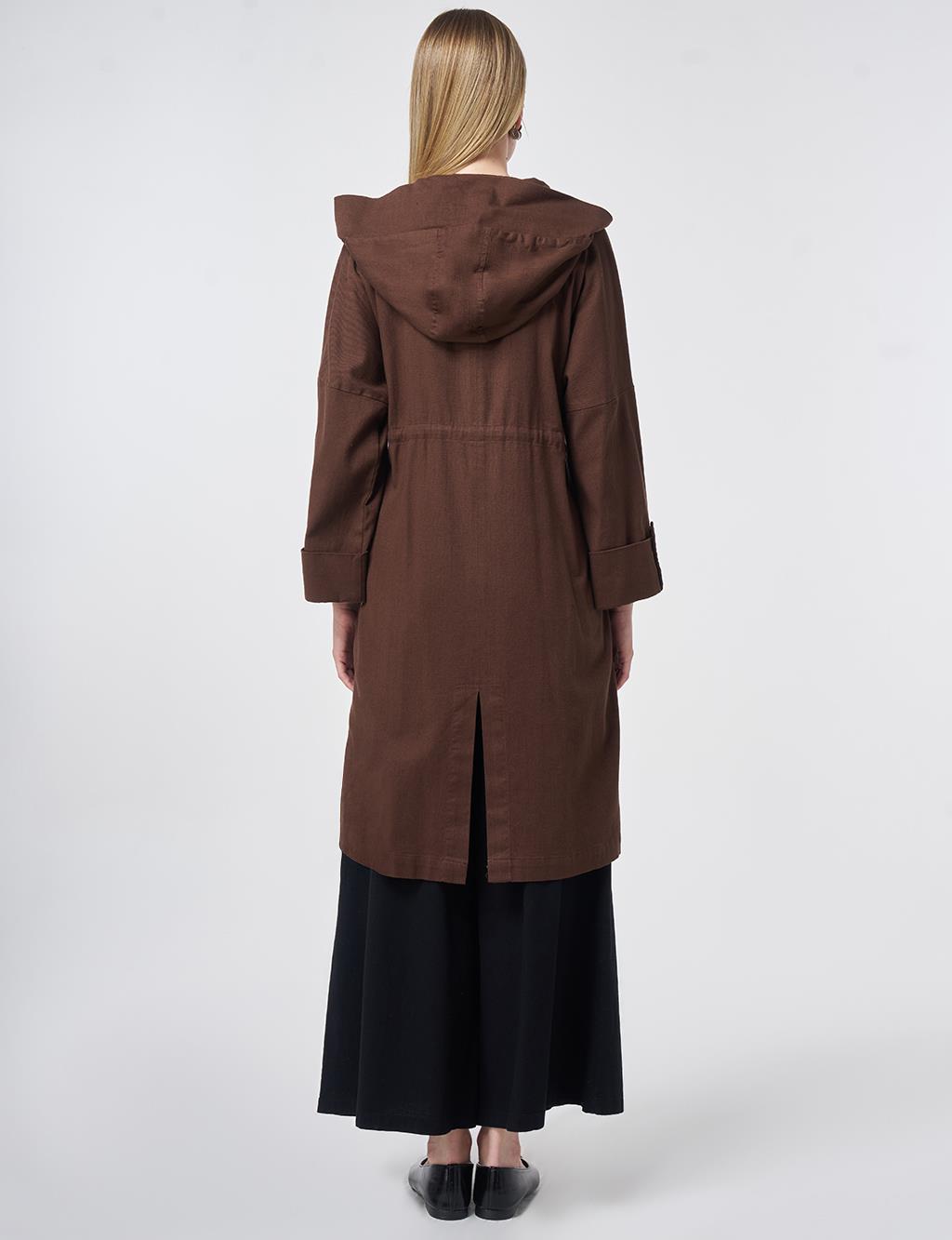 Waist Gathered Coat – Chocolate