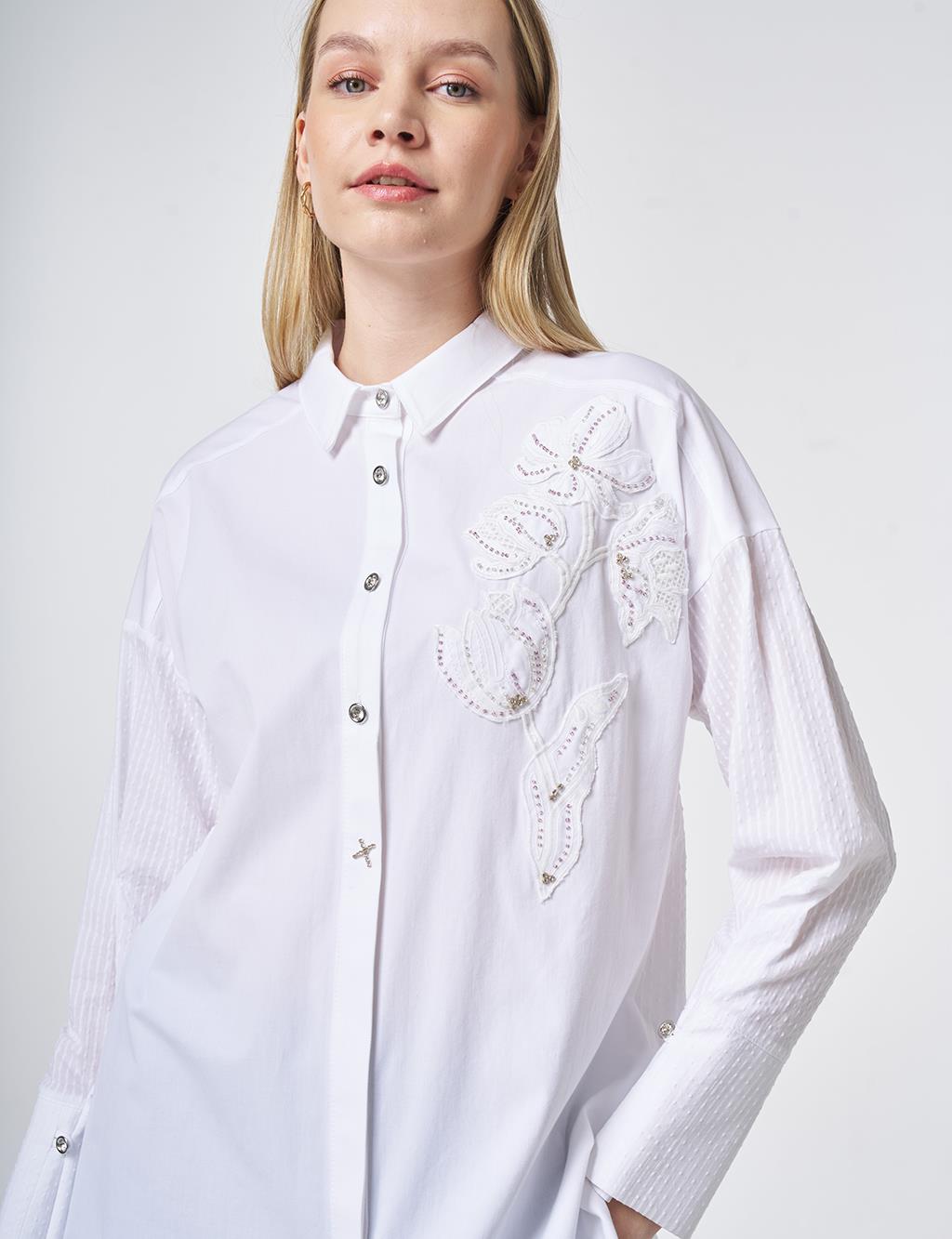 Cotton Tunic with Buttoned Detail Optical White