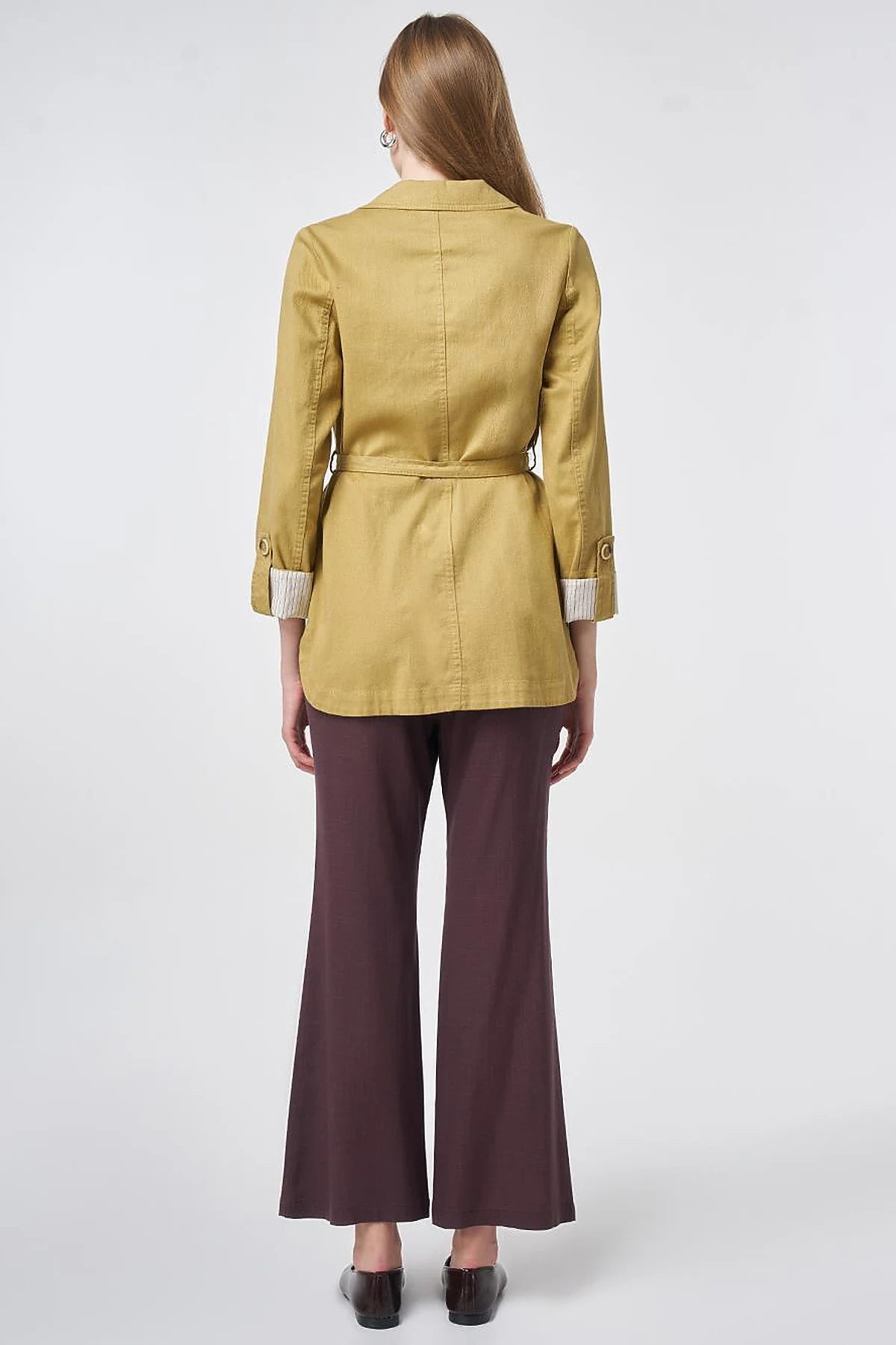 Belted Jacket with Cuff Details – Oil Green