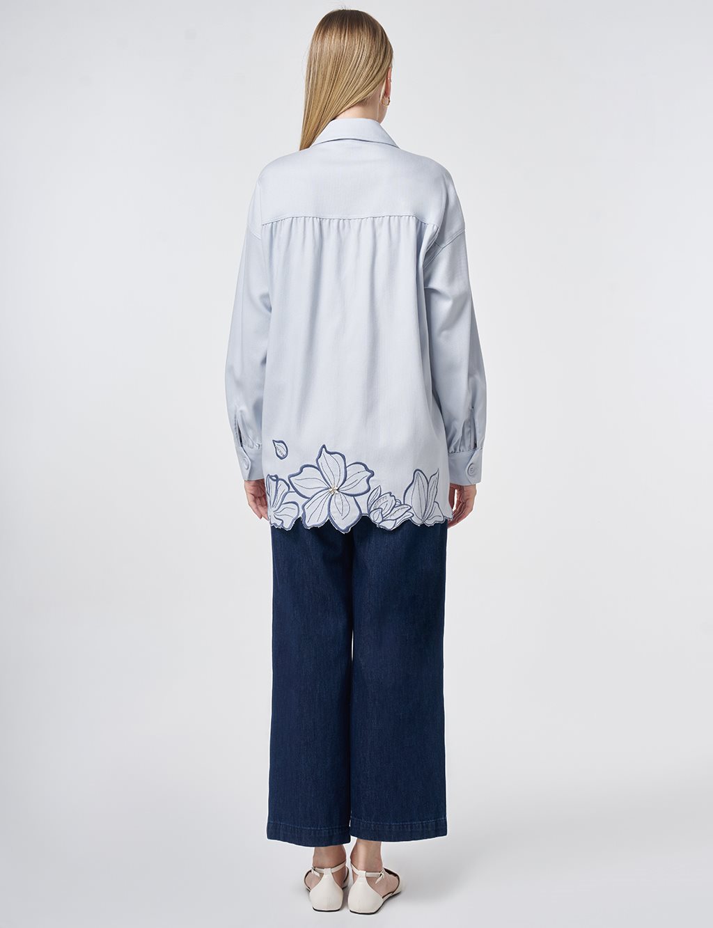 Embroidered Non-Denim Jacket Blue