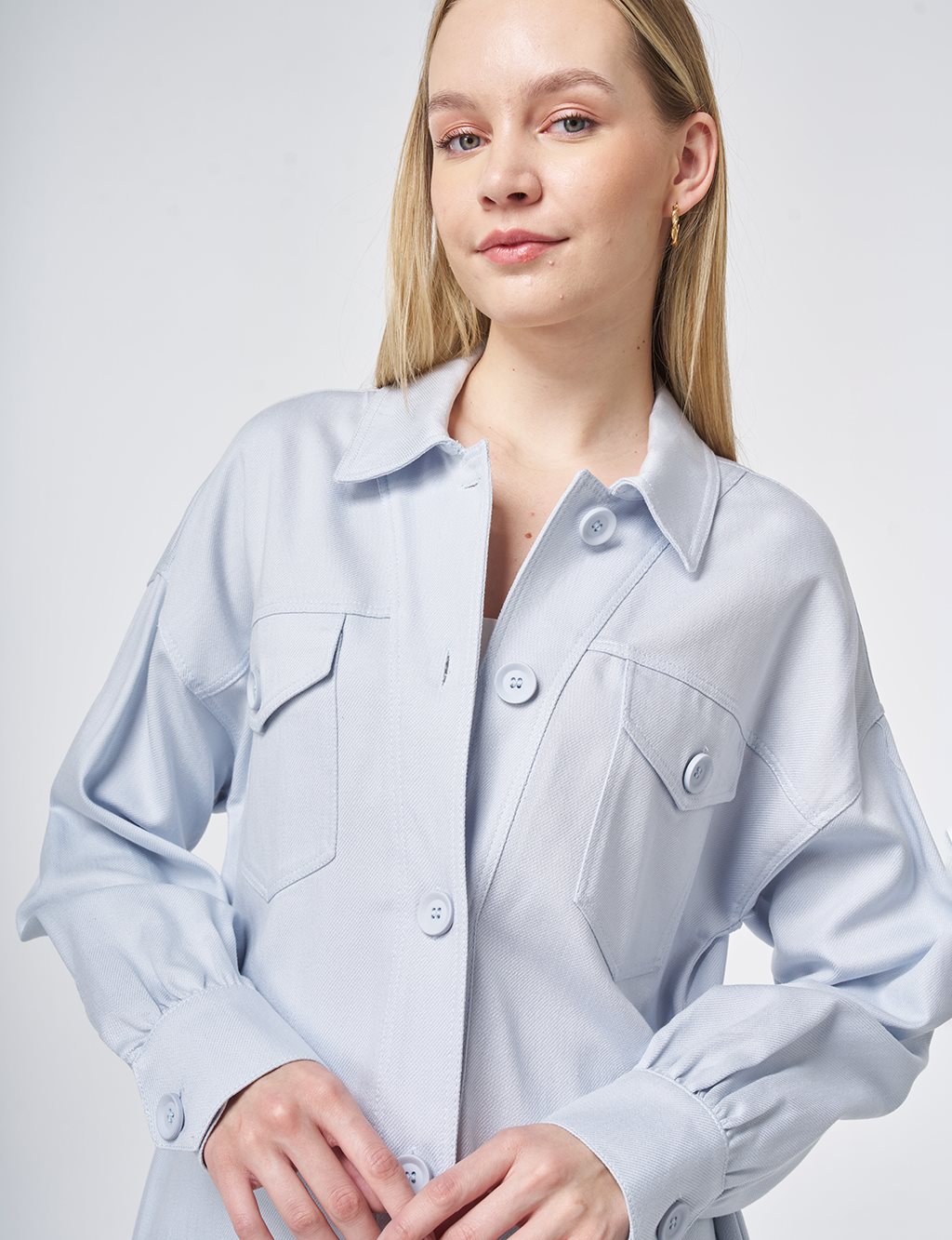 Embroidered Non-Denim Jacket Blue