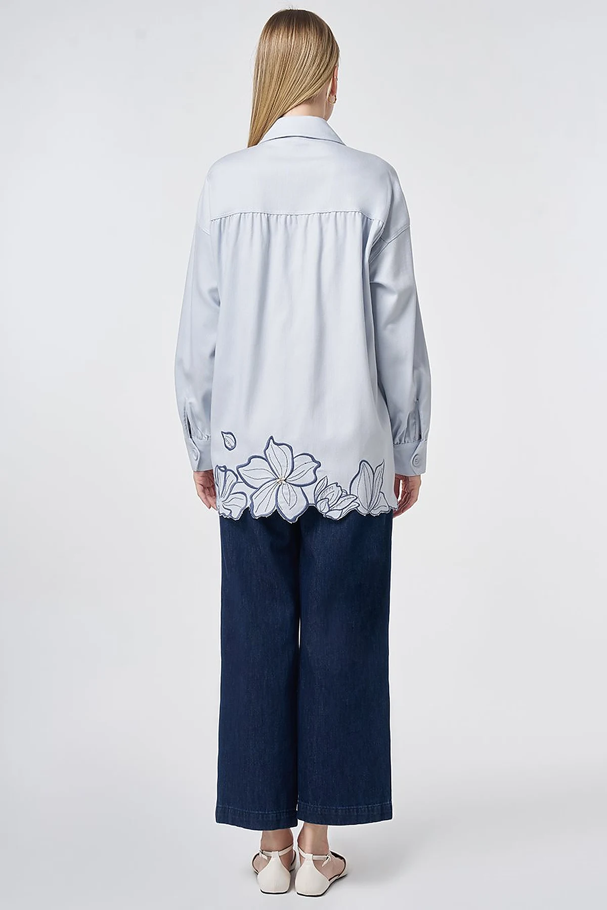 Embroidered Non-Denim Jacket Blue