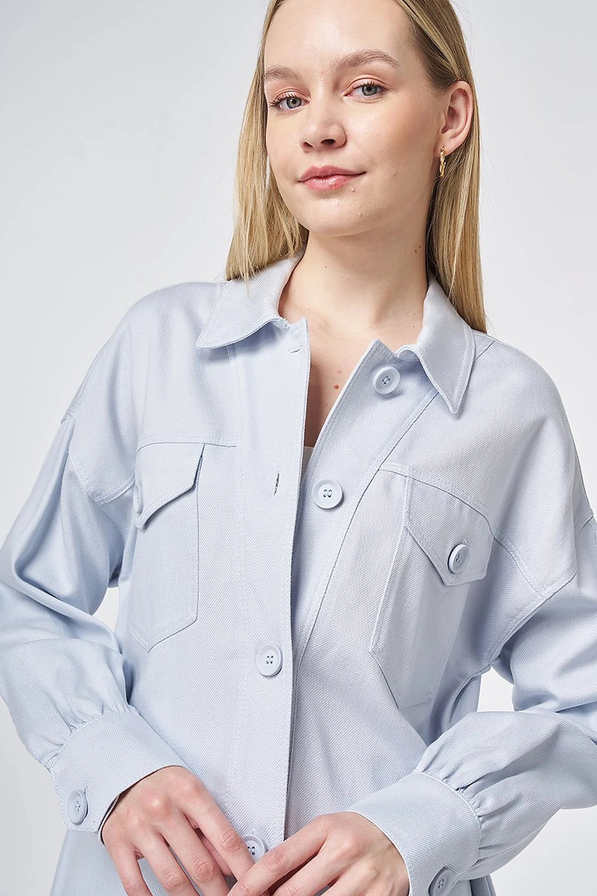 Embroidered Non-Denim Jacket Blue