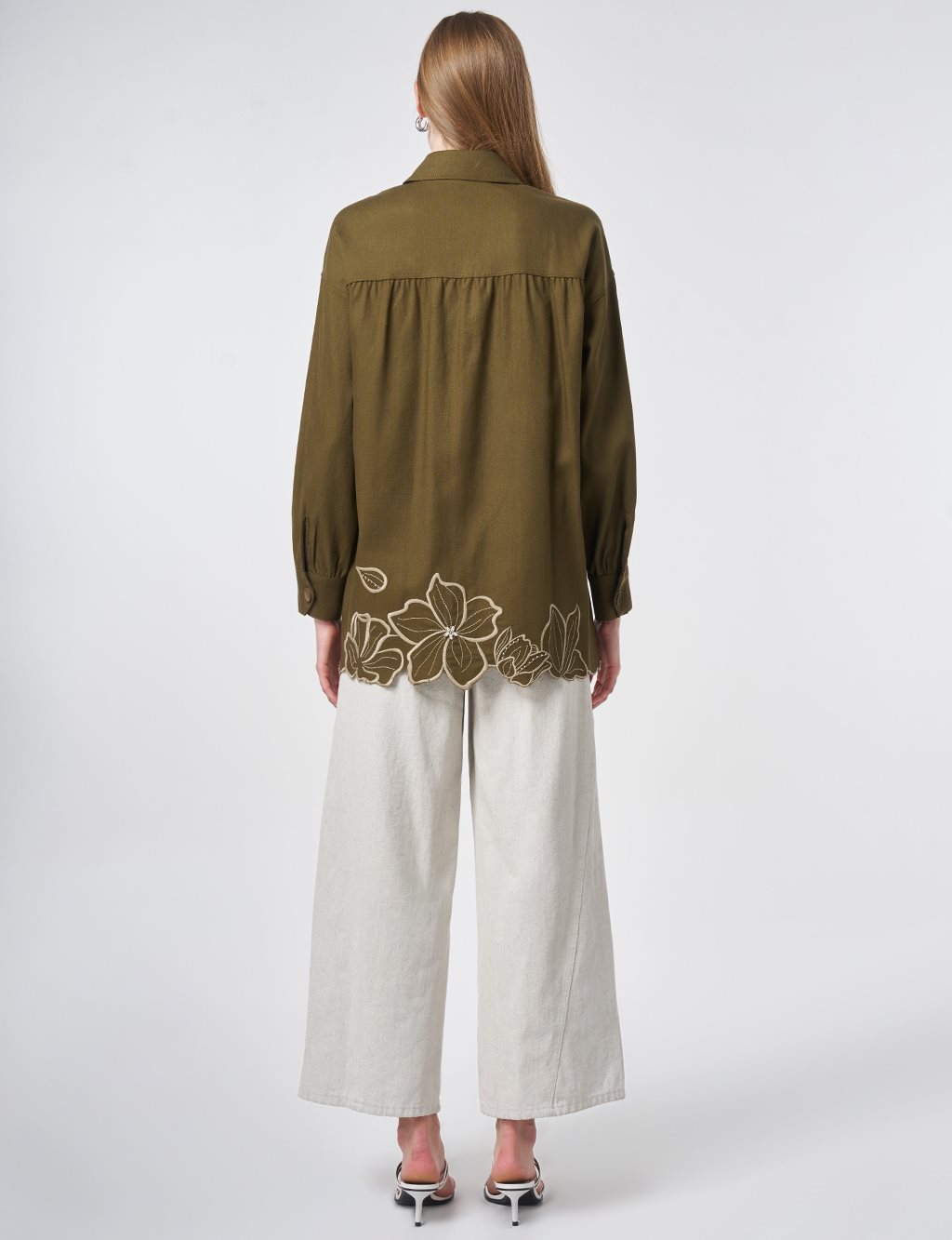 Embroidered Non-Denim Jacket Dark Khaki