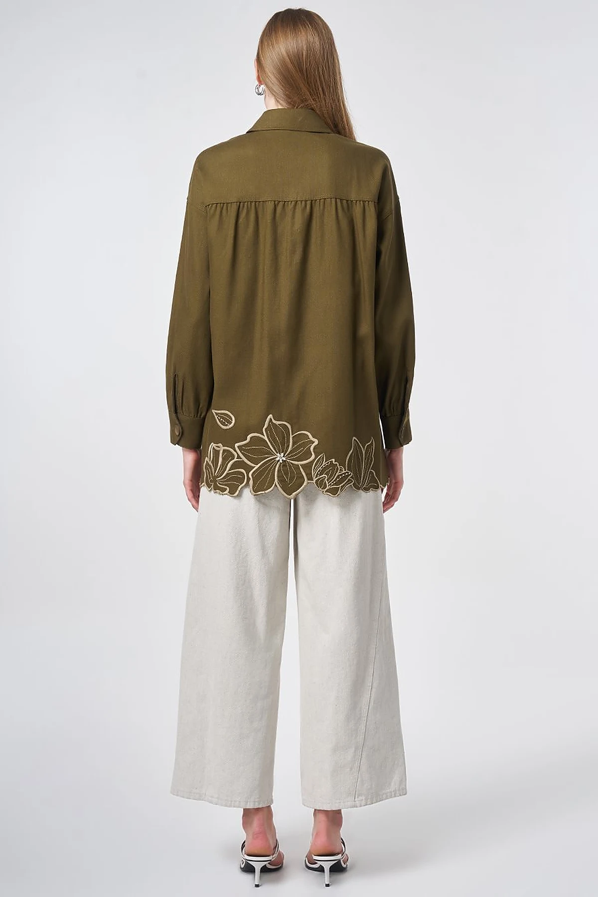 Embroidered Non-Denim Jacket Dark Khaki