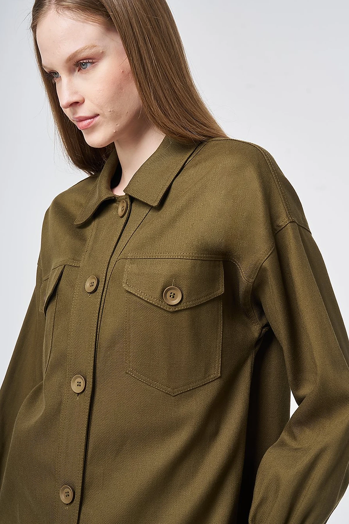 Embroidered Non-Denim Jacket Dark Khaki