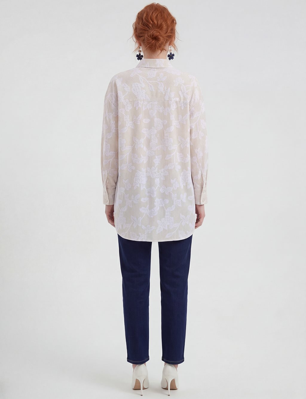 Embroidered Appliqué Cotton Modal Tunic Beige