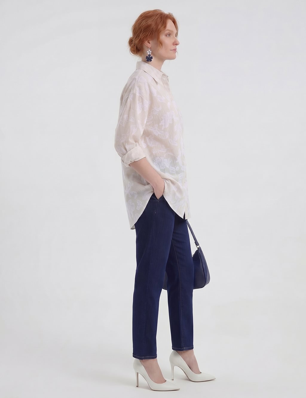 Embroidered Appliqué Cotton Modal Tunic Beige