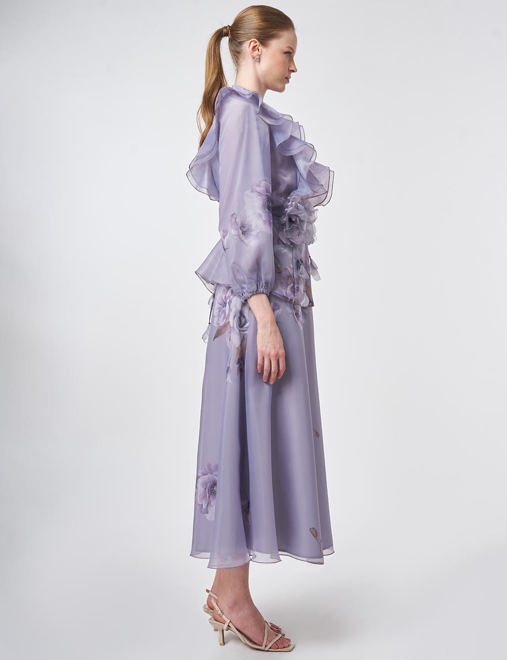 Ruffled Organza Two-Piece Set – Lilac