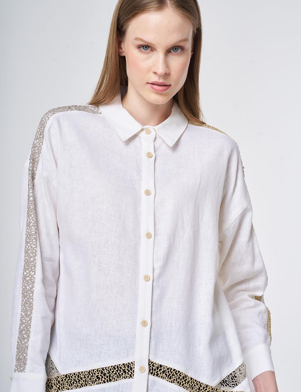 Lace Trim Linen Lyocell Tunic – Optic White