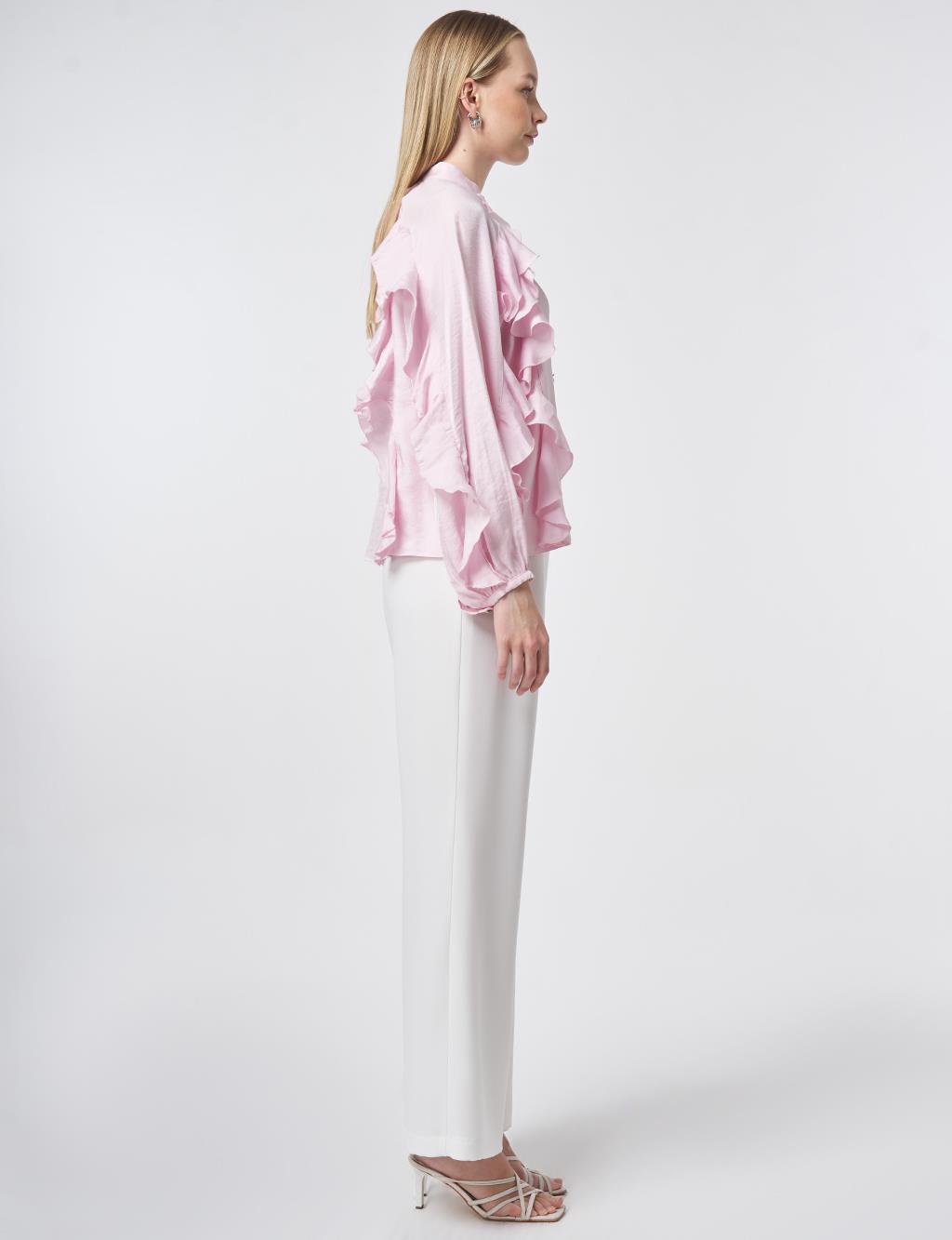 Ruffled Modal Blouse – Powder Pink