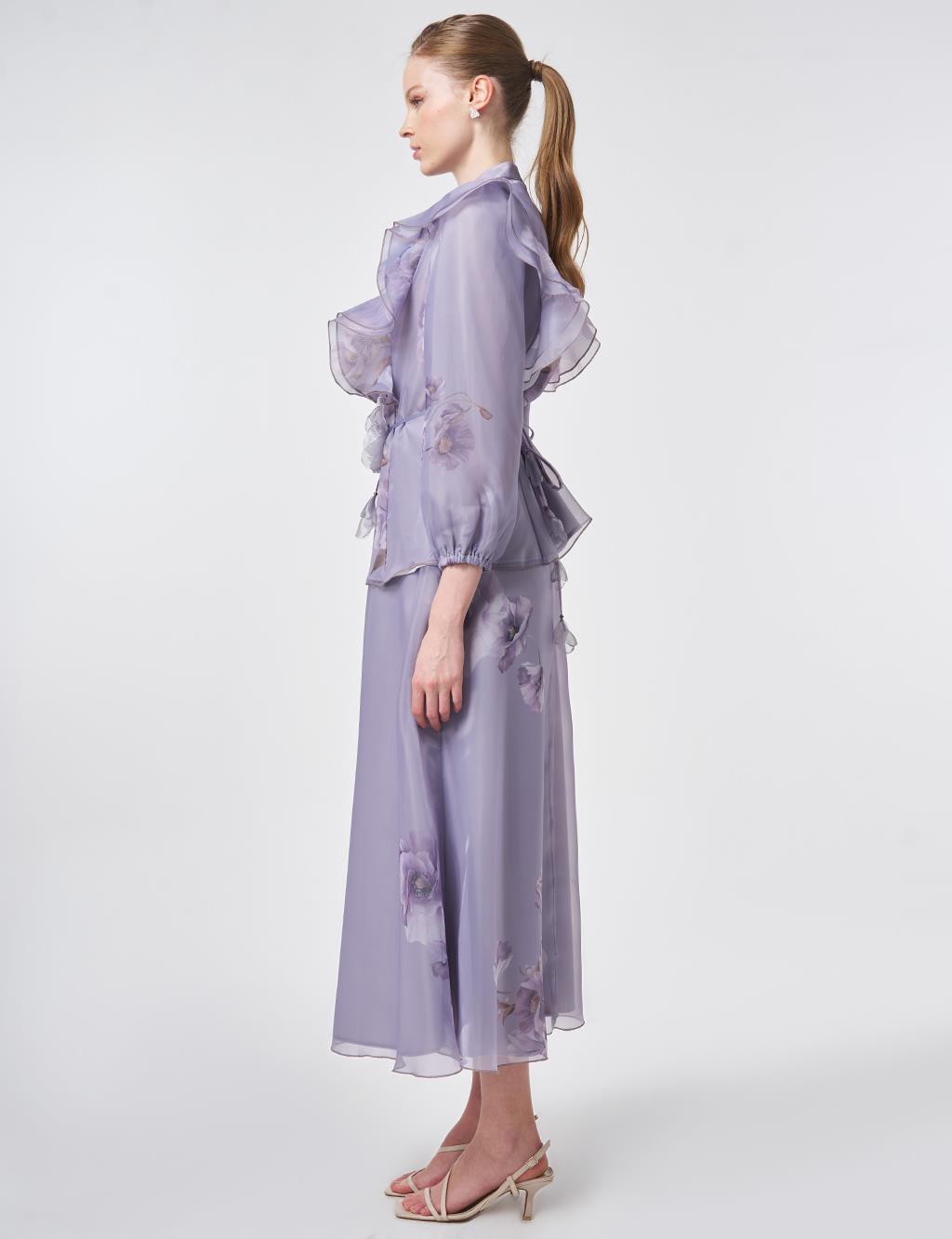 Ruffled Organza Two-Piece Set – Lilac