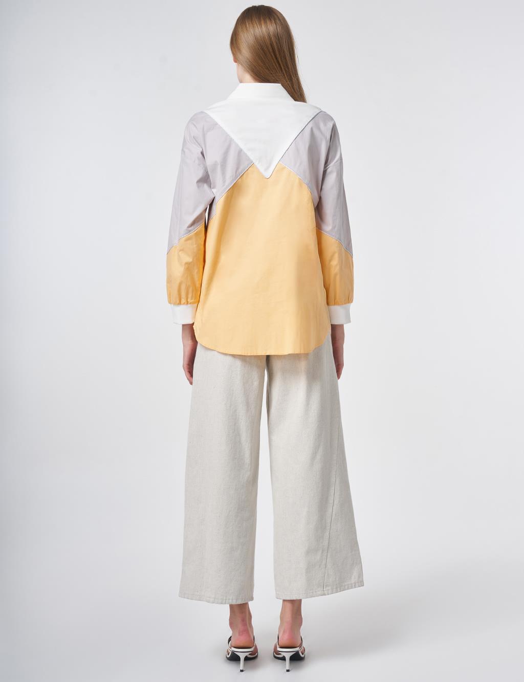 Color-Block Cotton Tunic – Peach