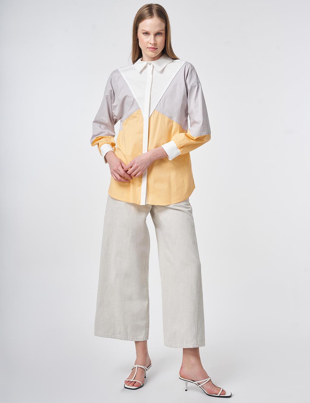 Color-Block Cotton Tunic – Peach