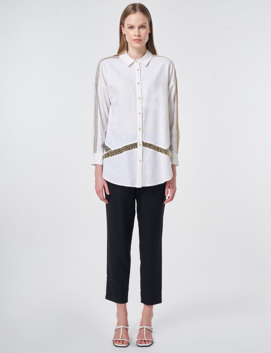 Lace Trim Linen Lyocell Tunic – Optic White