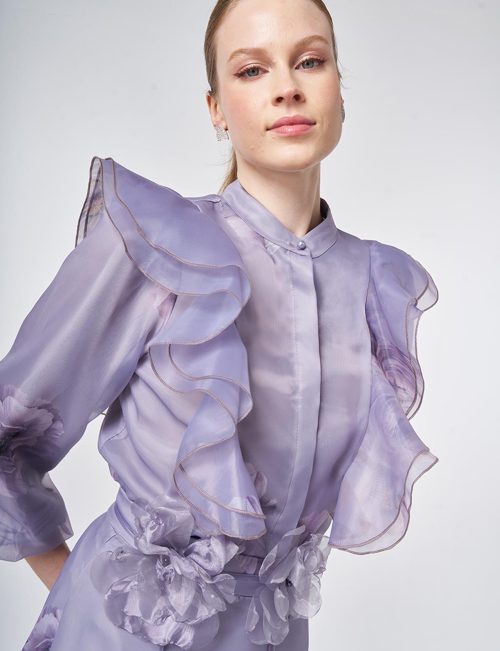 Ruffled Organza Two-Piece Set – Lilac