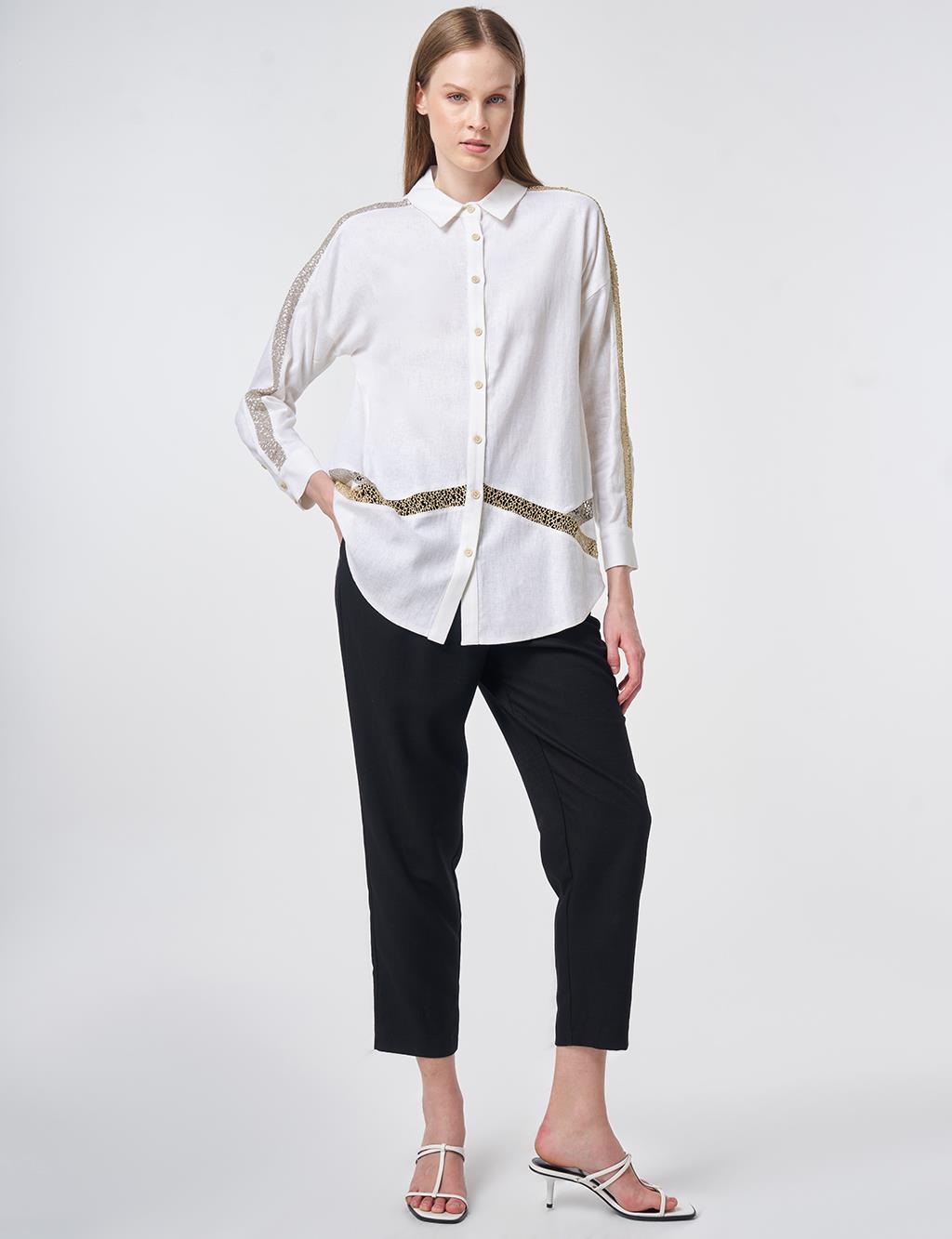 Lace Trim Linen Lyocell Tunic – Optic White