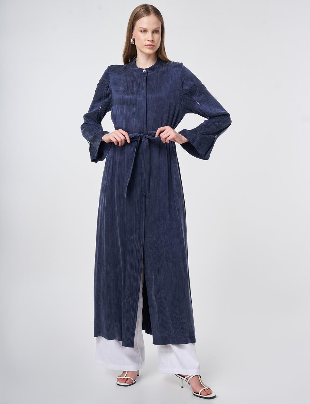 Taş İşlemeli Lyocell Viskon Giy Çık Koyu Lacivert 