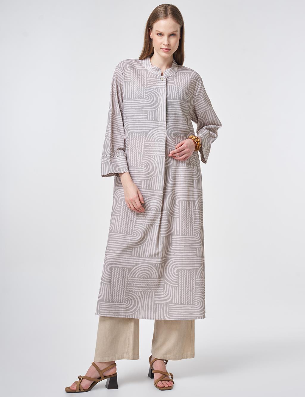 100% Cotton Mandarin Collar Tunic – Moss Green