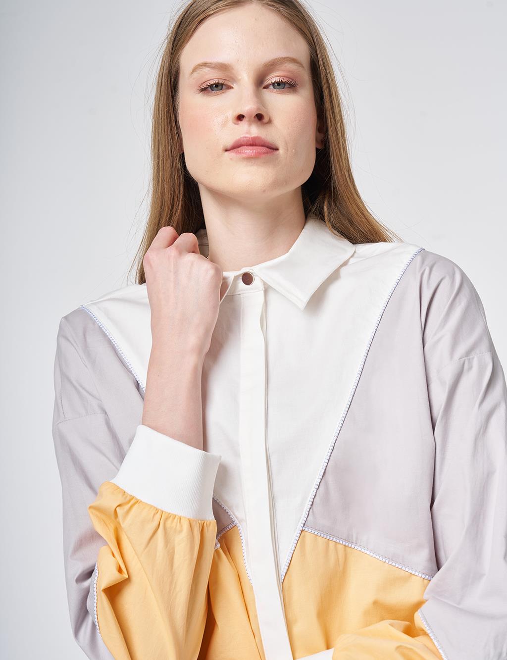 Color-Block Cotton Tunic – Peach