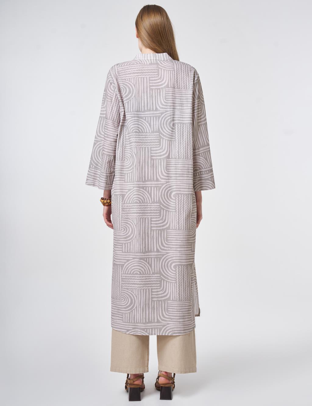 100% Cotton Mandarin Collar Tunic – Moss Green