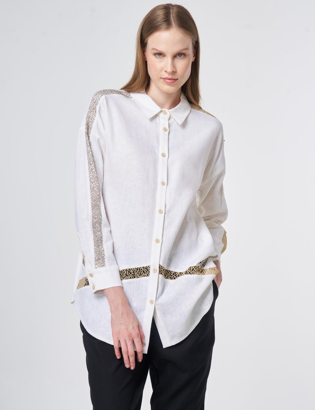 Lace Trim Linen Lyocell Tunic – Optic White