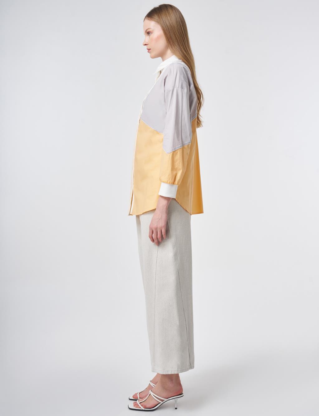 Color-Block Cotton Tunic – Peach